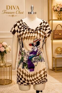 NEW PARIS PARIS women's belted cowl neck tunic top in lady chic brown